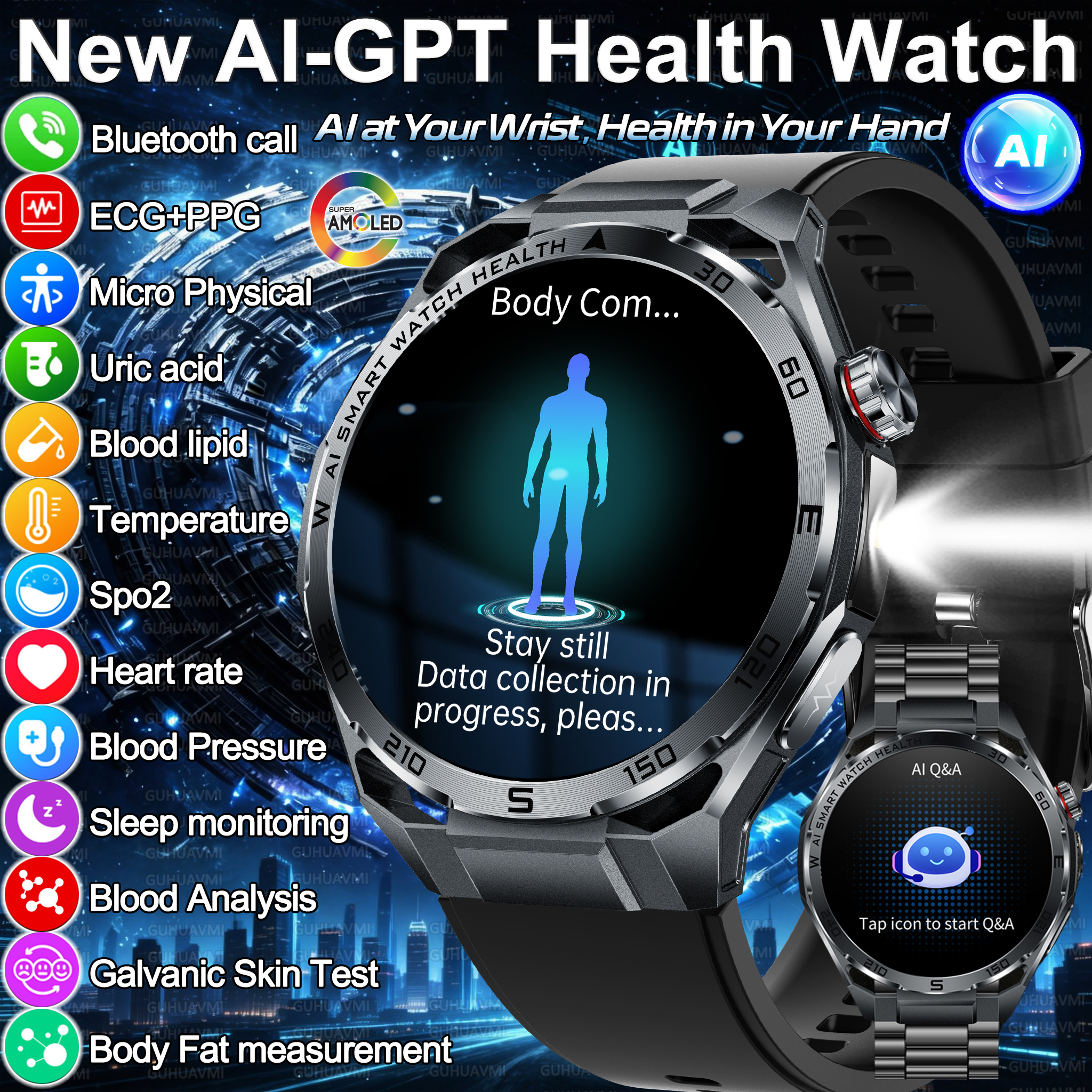 Android Smartwatch Accessories - 2026 New Body Fat AI Analysis