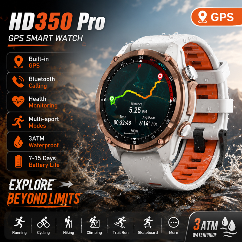 Android Smartwatch Accessories - HD350 Pro Military Grade AGPS Smart