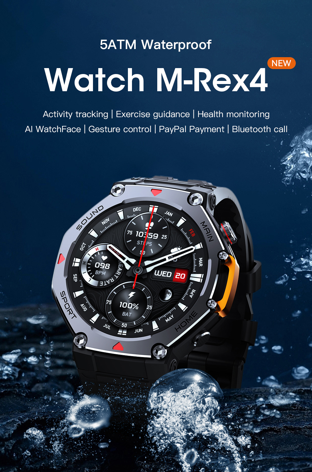 Smartwatch M Active - 5ATM Waterproof Smart Watch ChatGPT Offline