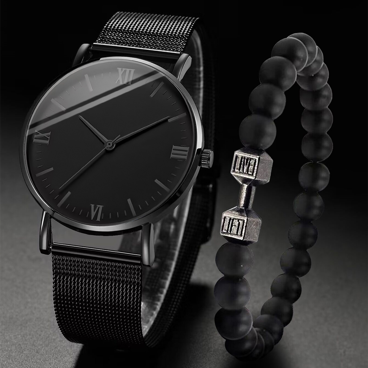 2PCS Men's Watch Fashion Roma  – Stainless Mesh Band Bewertung und Preis