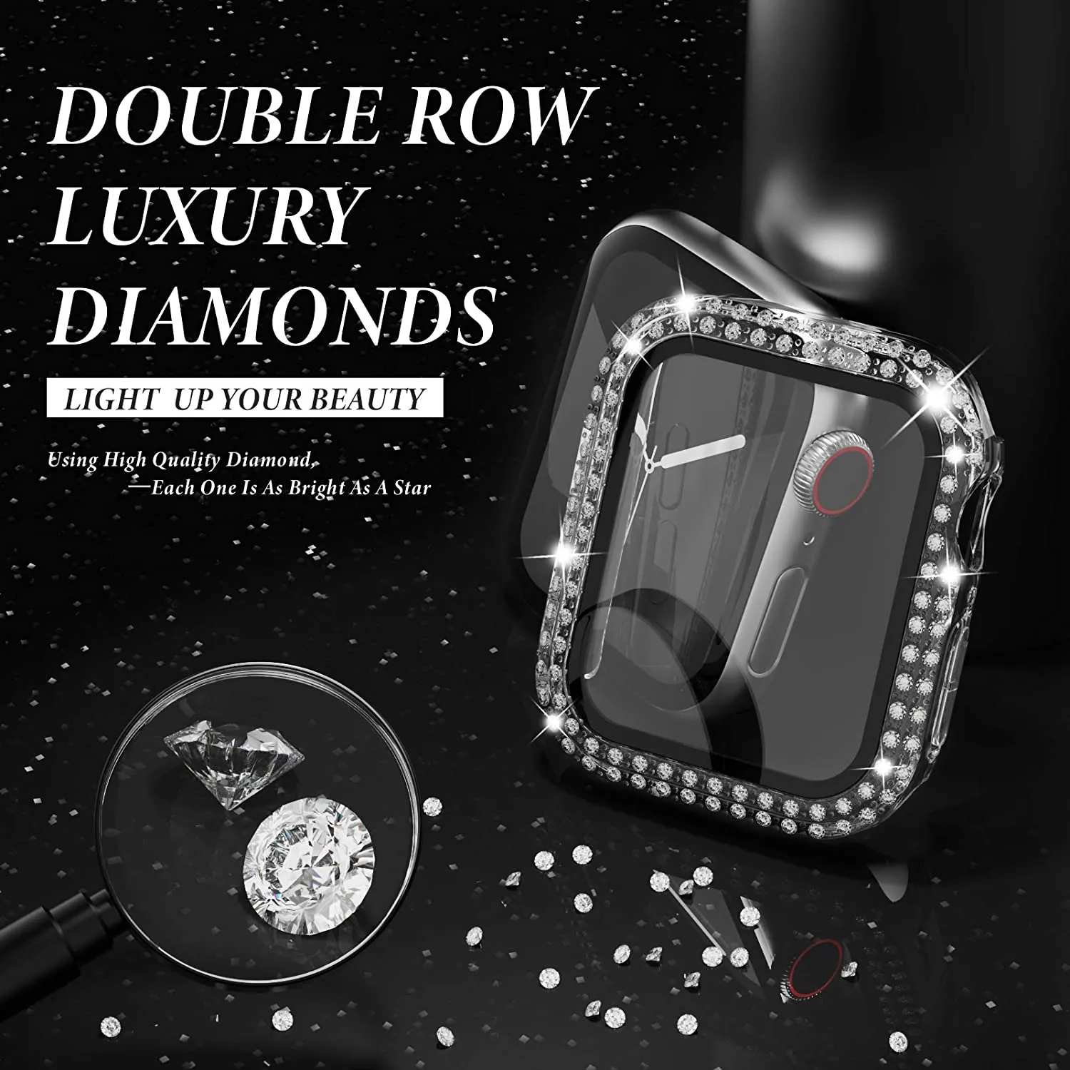 Glass+Diamond Cover For Apple  – Smartwatch Band Accessories Bewertung und Preis