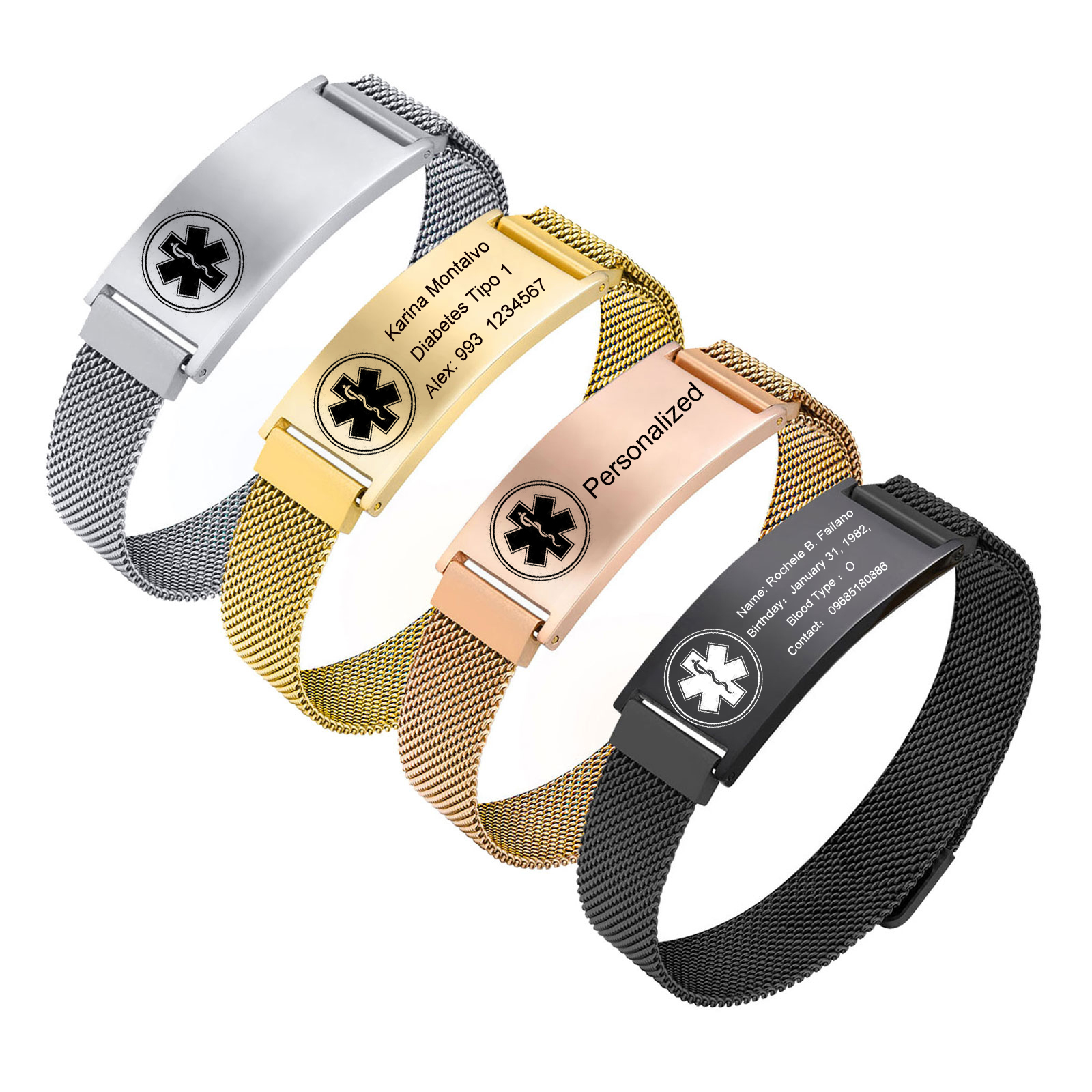 Persoanlized Medical Alert ID  – Stainless Mesh Band Bewertung und Preis
