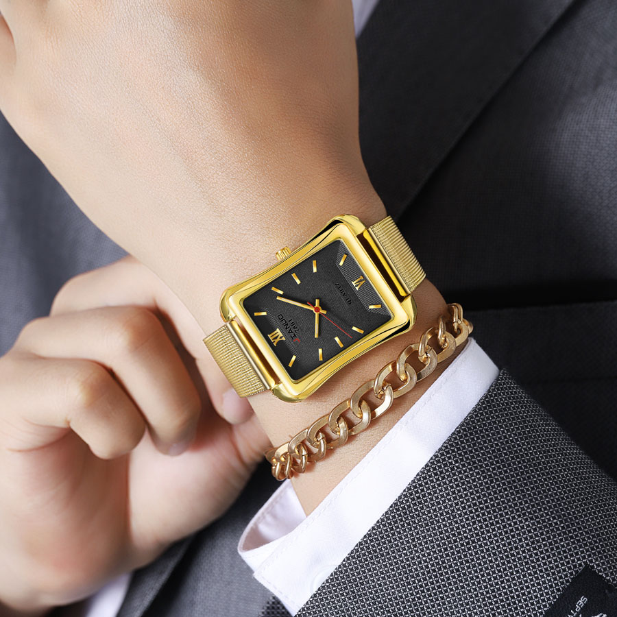 2024 New Trendy Men's Square W – Stainless Mesh Band Bewertung und Preis